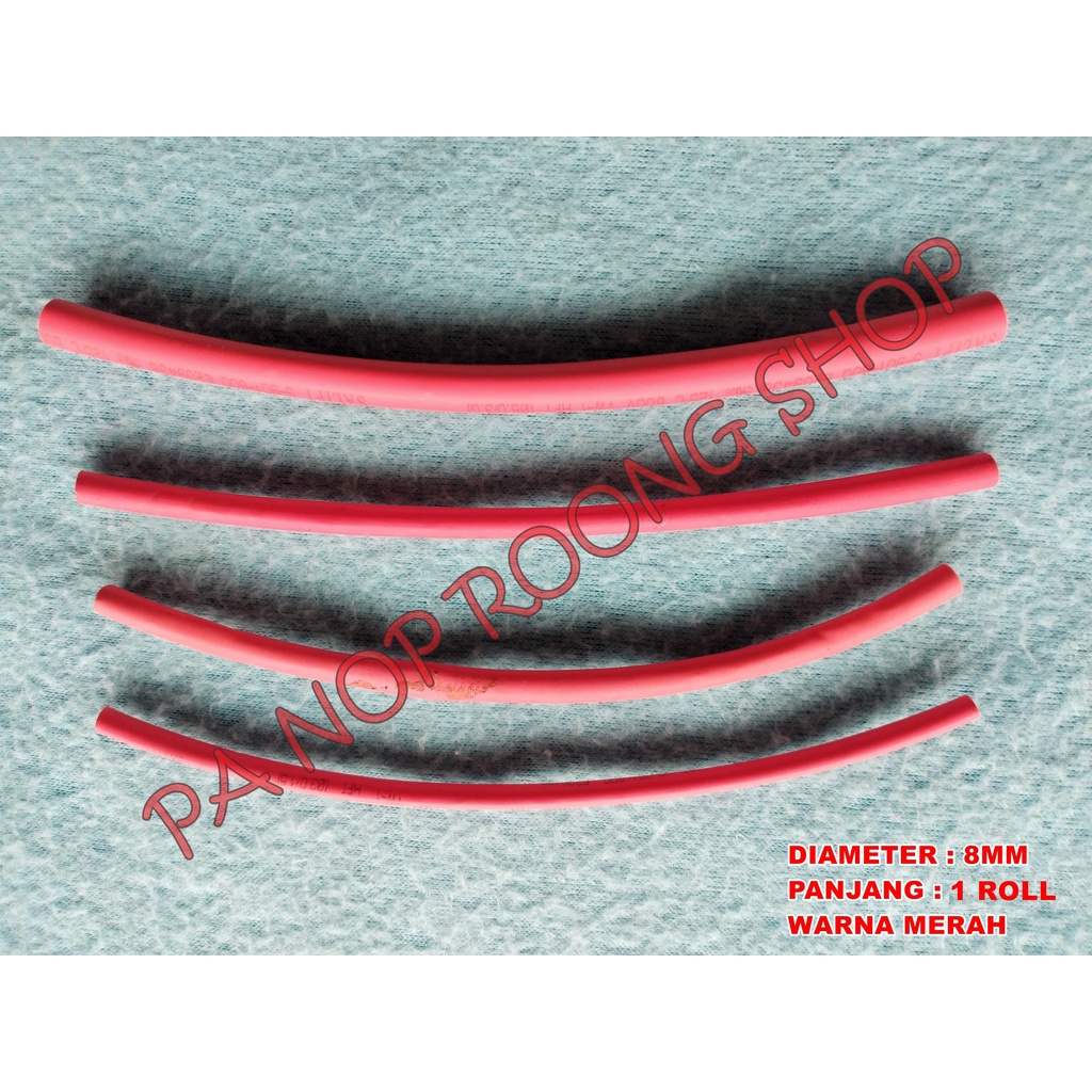 ISOLASI BAKAR ( HEAT SHRINK ) 8MM X 1 ROLL MERAH