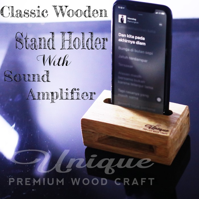 UNIQUE Wooden Stand Amplifier / Dudukan Holder Kayu Speaker Hp