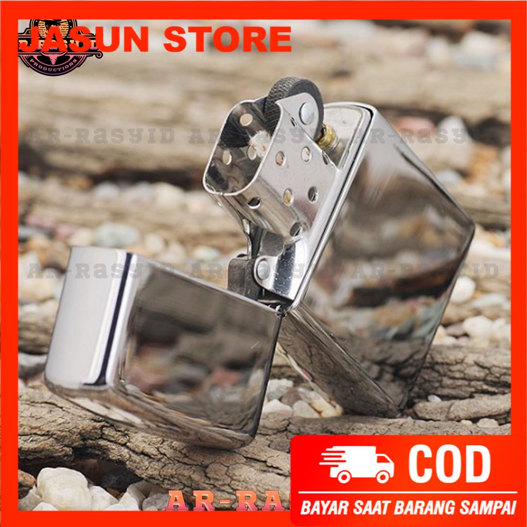 BISA COD! Korek Api Minyak Zippo Silver Chrome Polos Mirror Light 250
