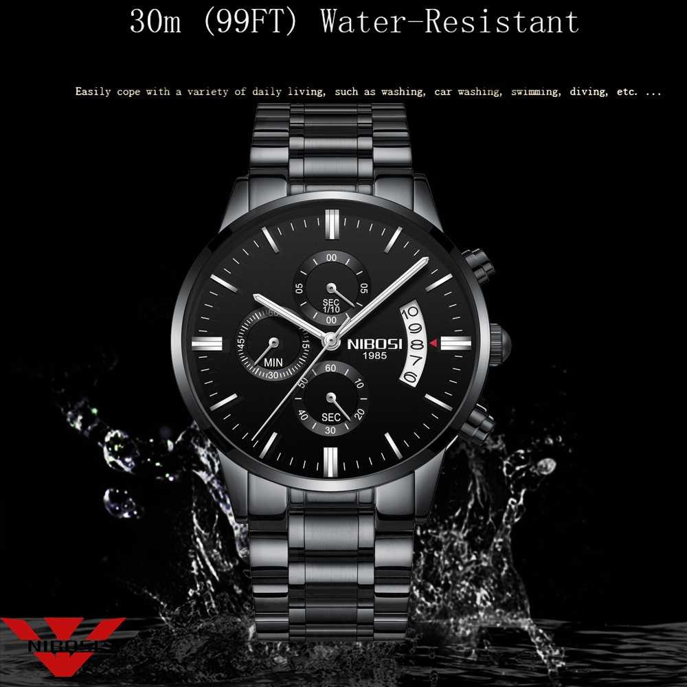 NIBOSI Jam Tangan Kasual Pria JT 85 Wristwatch Cowok Stainless Steel Keren Cowo Kekinian Waterproof