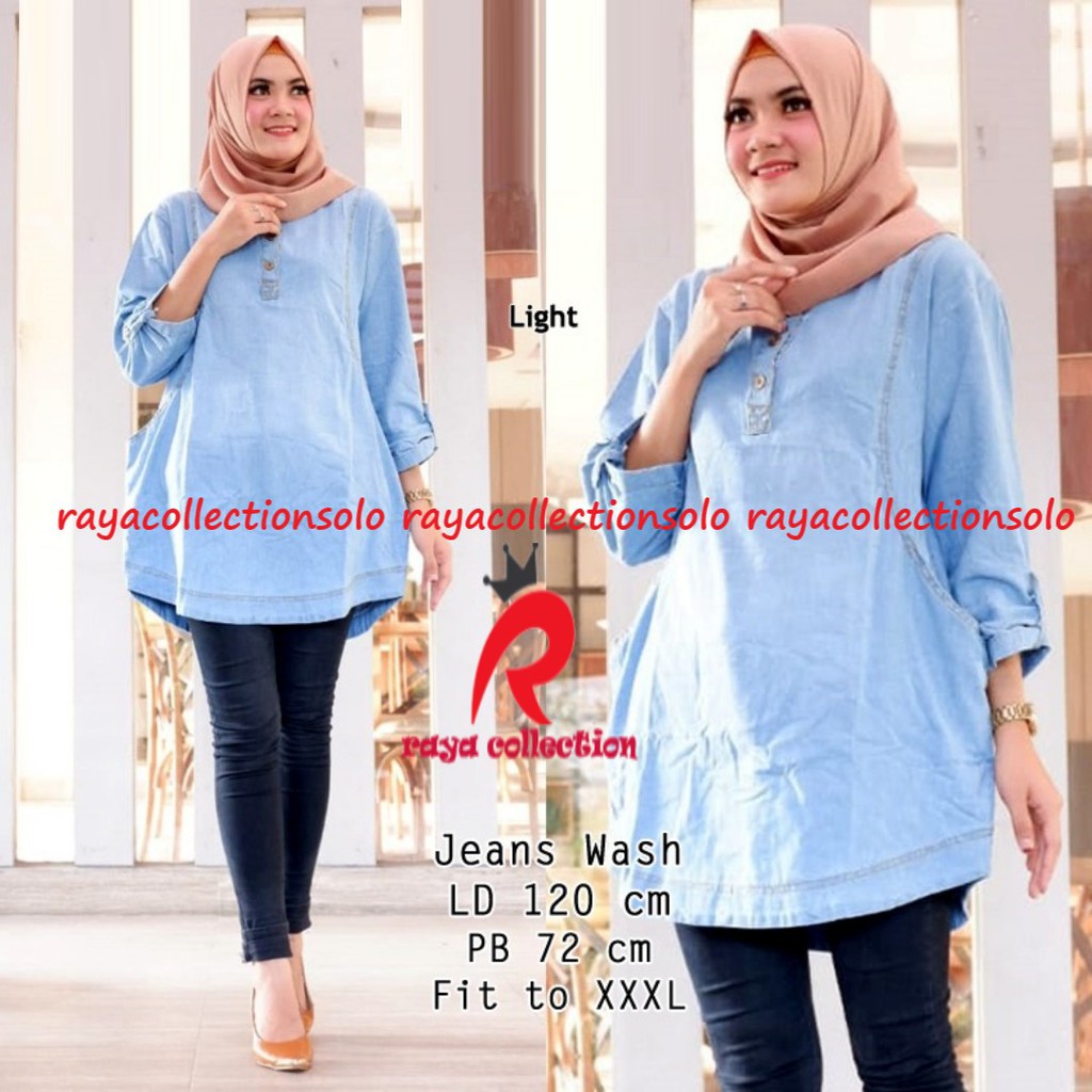 LUNA JUMBO BLOUSE / EMIRA BLOUSE / JEANY JUMBO / BLOUSE JEANS JUMBO BUSUI REALPICT ORI RC