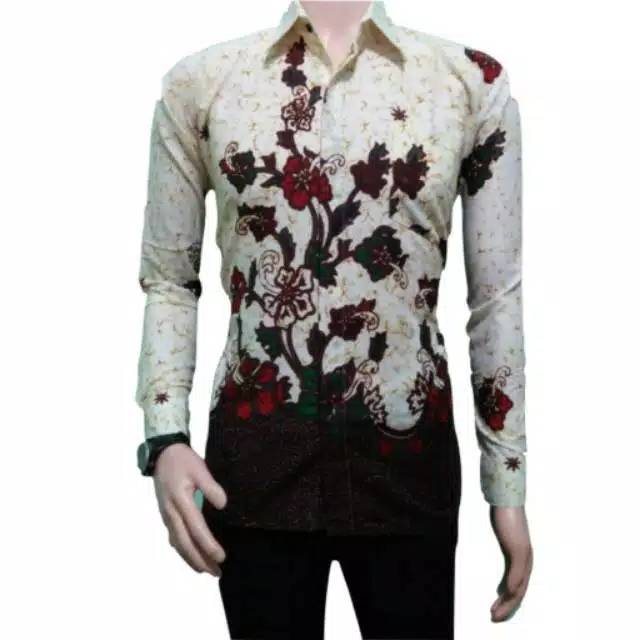 Risna Batik HRB026 kenongo kemeja hem pendek pekalongan  M L XL  MURAH