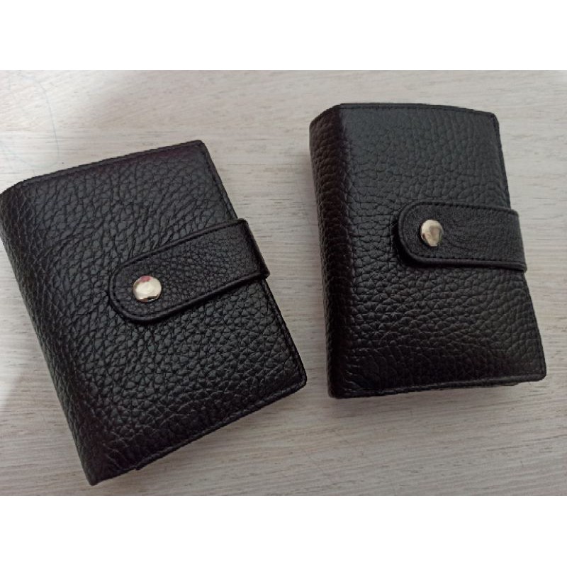 Dompet kartu / Card Holder kancing Asli Kulit Jeruk Super- Polos