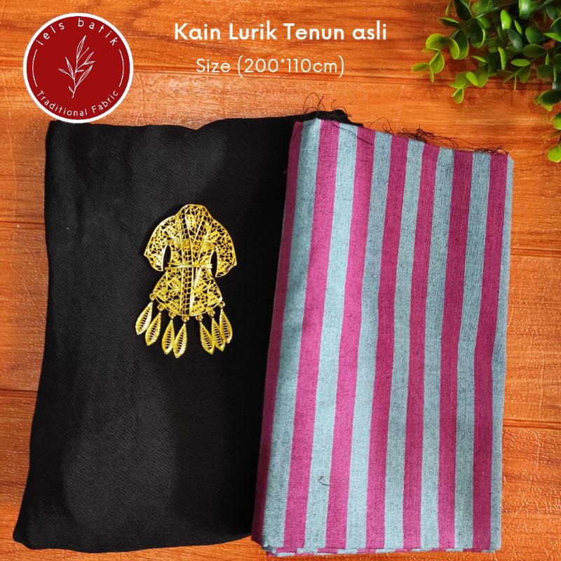 Lurik Tenun asli motif garis pink blok abu