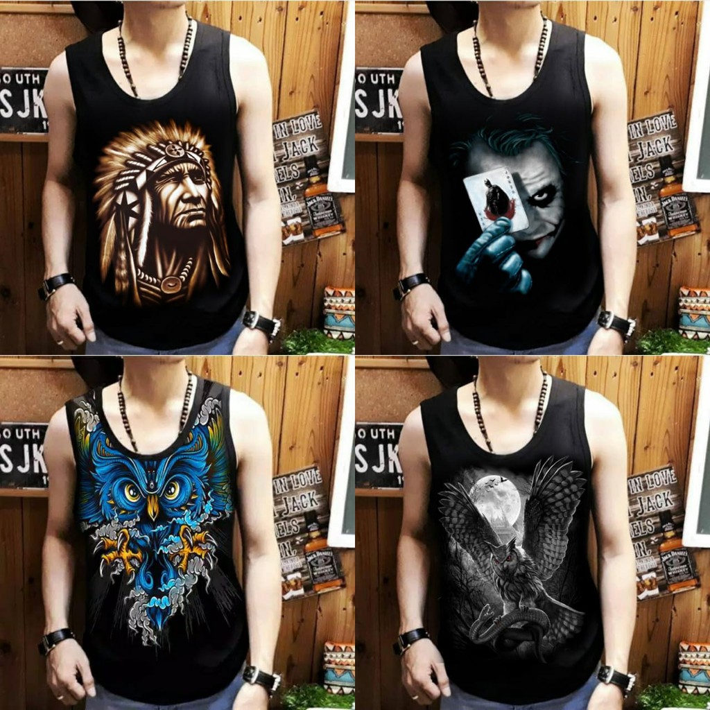 Singlet lekton pria motif campur