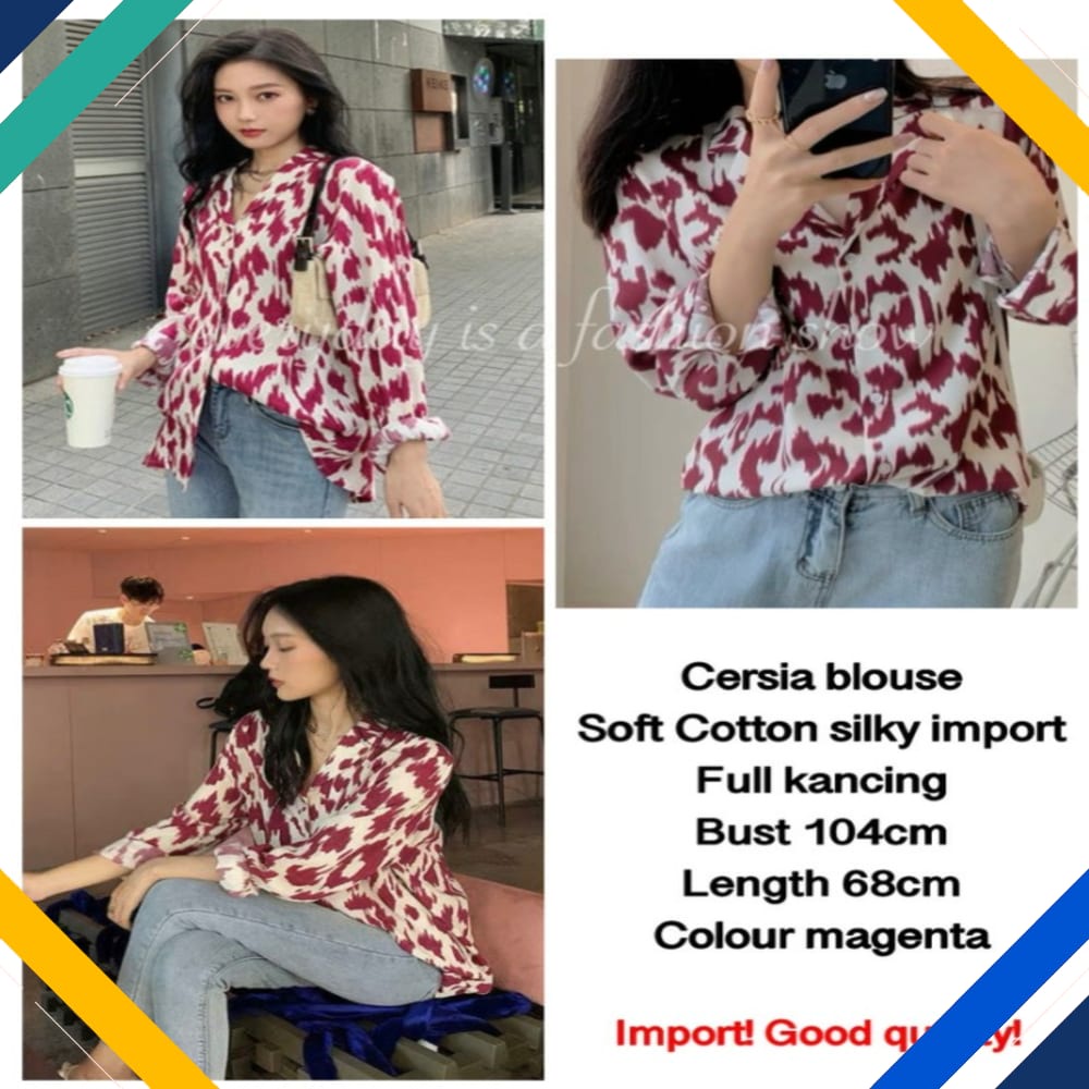 Cersia blouse import Magenta Kekinian Baju Atasan Wanita 0141 Premium UAU