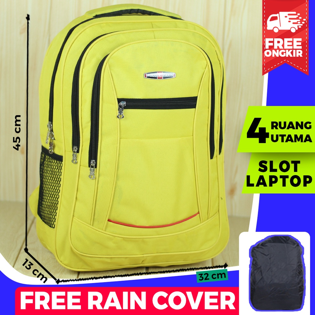 BEST SELLER Tas Gendong Sekolah Laki Laki Perempuan Tas Ransel Laptop Polo Pria Keren Free Raincover