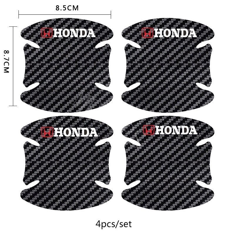 4 / 8pcs Stiker Pelindung Handle Pintu Mobil Bahan Carbon Fiber Untuk Honda Freed Brio City Civic CRV HRV BRV