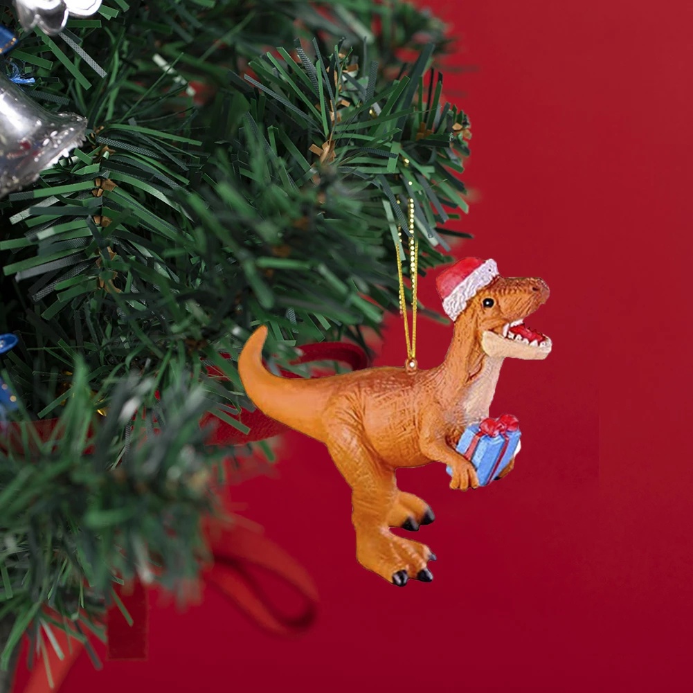 Ornamen Gantung Bentuk Kartun Hewan Dinosaurus Bahan Akrilik Untuk Dekorasi Pohon Natal