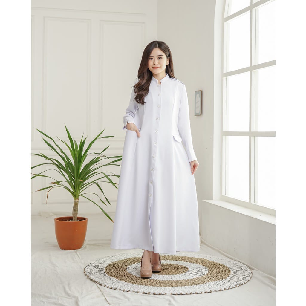 Gamis Putih Wanita Dinas Kesehatan Gamis Pemda Warna Putih Gamis Wanita Kerja Kantor warna Putih Gam