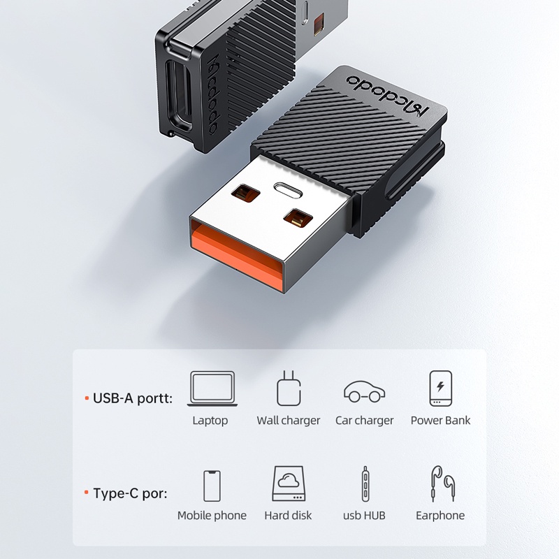 MCDODO OT-6970 CONVERTER OTG TYPE C FEMALE TO USB MALE CHARGER 5A + HANDSFREE TYPE C