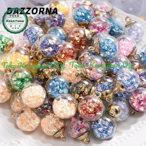 Liontin Manik Bola Kaca Transparan Charm Gelang Anting