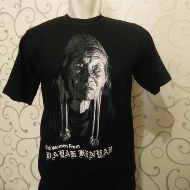 Baju kaos pria khas dayak motif dayak pedalaman kalimantan