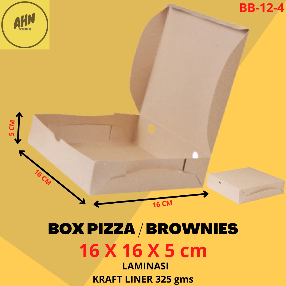

KARDUS BOX PIZZA BROWNIES / KOTAK DUS BOX PIZZA BROWNIS KUE BOLU MARTABAK UKURAN 16x16x5 CM LAMINASI