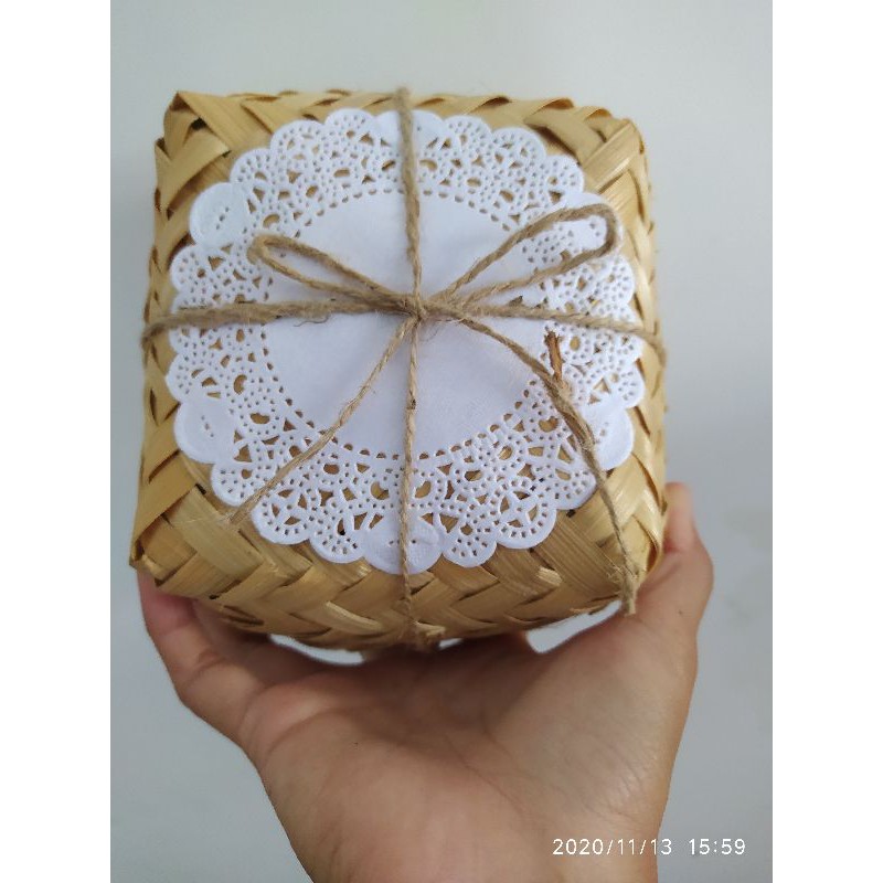 BC14 Besek Bambu 8x8cm Tempat Souvenir Rustic