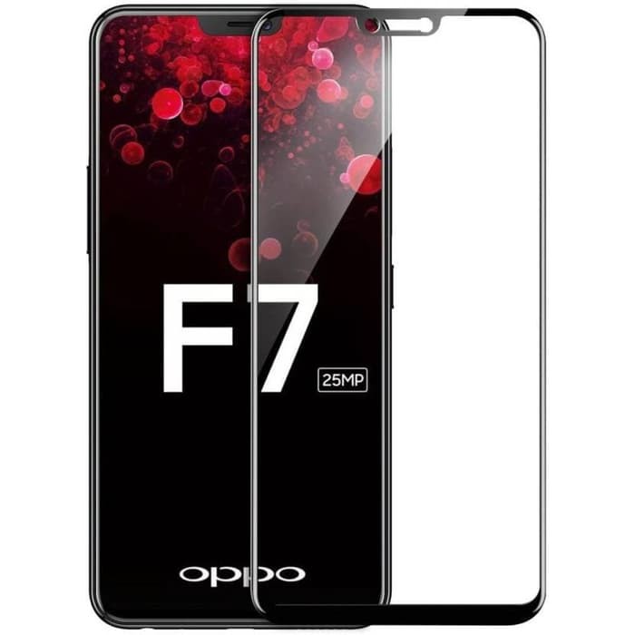 Tempered Glass Full Cover Oppo F7 - Black