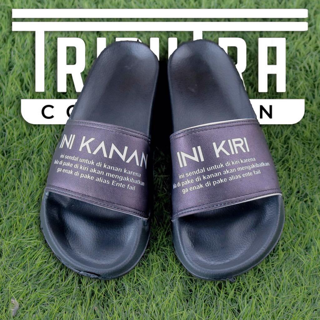 GN-Sandal slop Pria Phyllon || Motif Quote Ini Kanan Ini Kiri