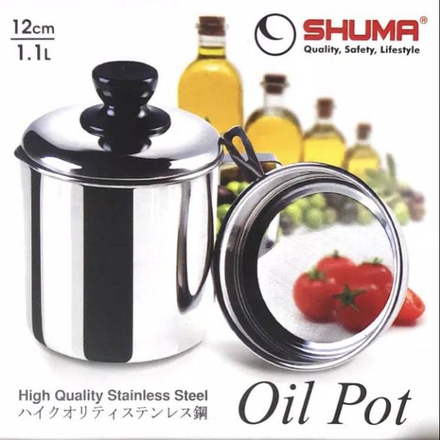 Jual Shuma Oil Pot 07l Dan 11l Stainless Steelcangkir Saringan Minyakgelas Besar Shopee 0268