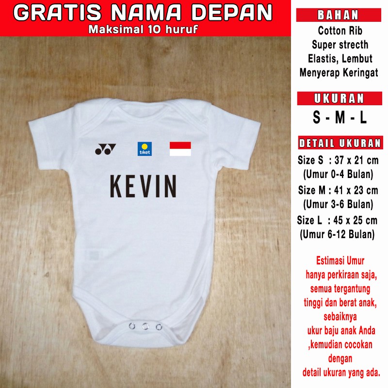 Baju Bola Bayi badminton Yonex GRATIS NAMA DEPAN Romper Bayi Jumper bayi Jersey Bayi-7