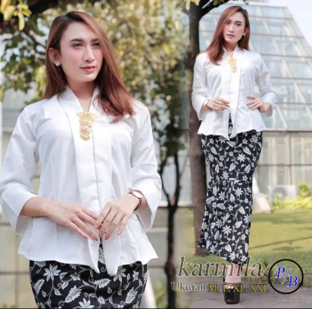 Real pict!!! kebaya kutubaru floy balotelli polos mix rok duyung / abu / dusty / mocca / gold /putih