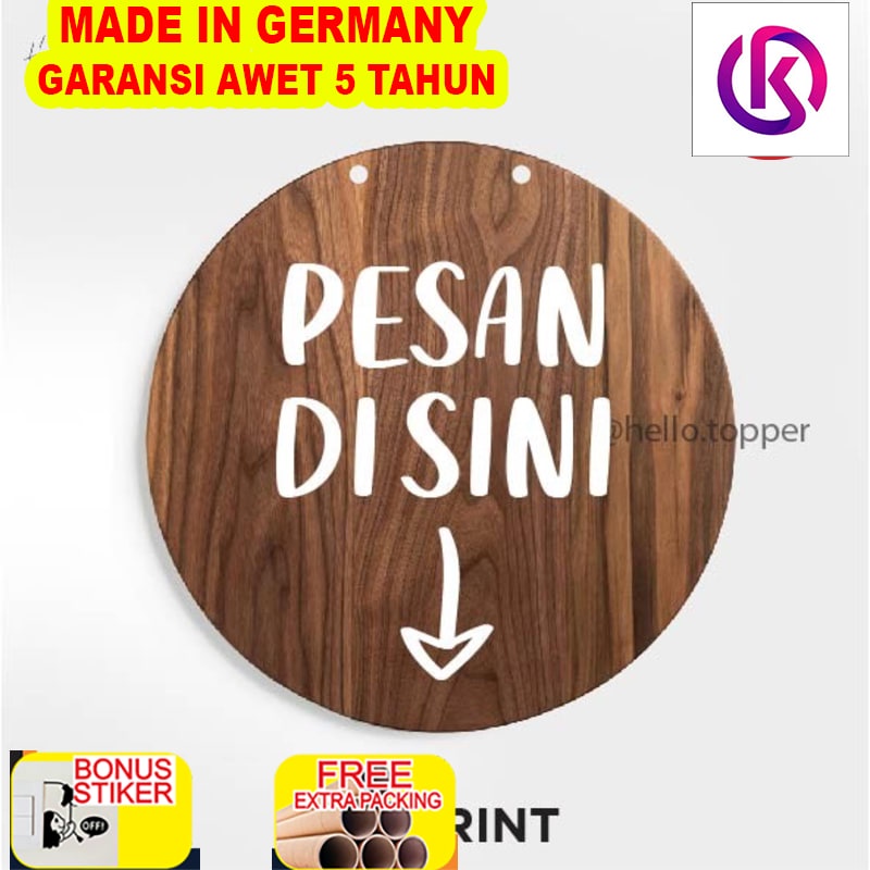 

Promo Sign Kayu Pesan Disini Modern Signage Kayu UV Print - 15cm