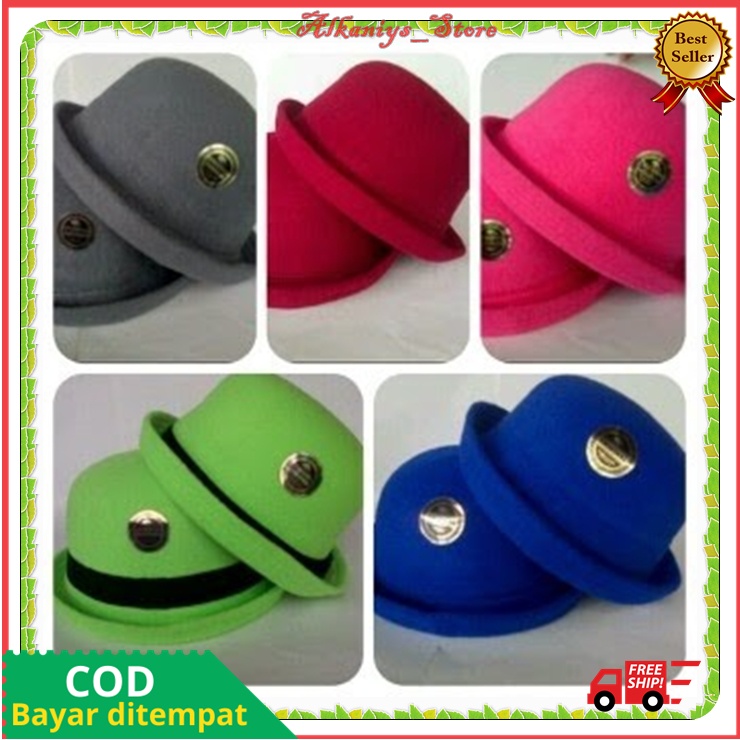 Topi Bulat Wanita Topi Chaplin Bowler Hat Murah Terlaris Topi Wanita Korea Bundar DEWASA Dan ANAK