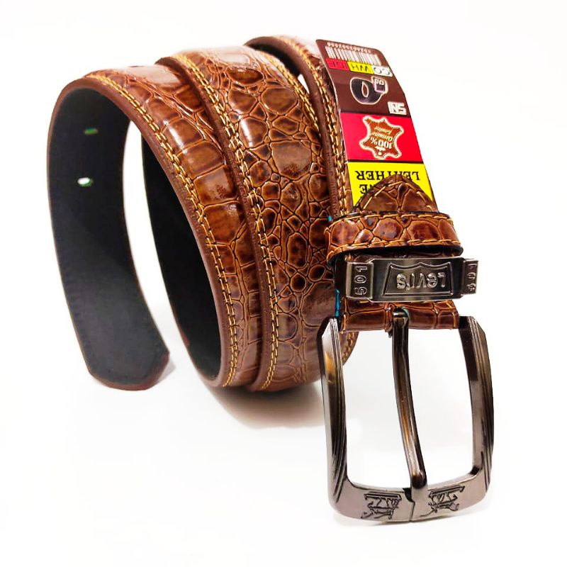 Ikat Pinggang Pria Import 501 Croco / Gesper Pria Casual Men Belt Genuine Leather 120cm