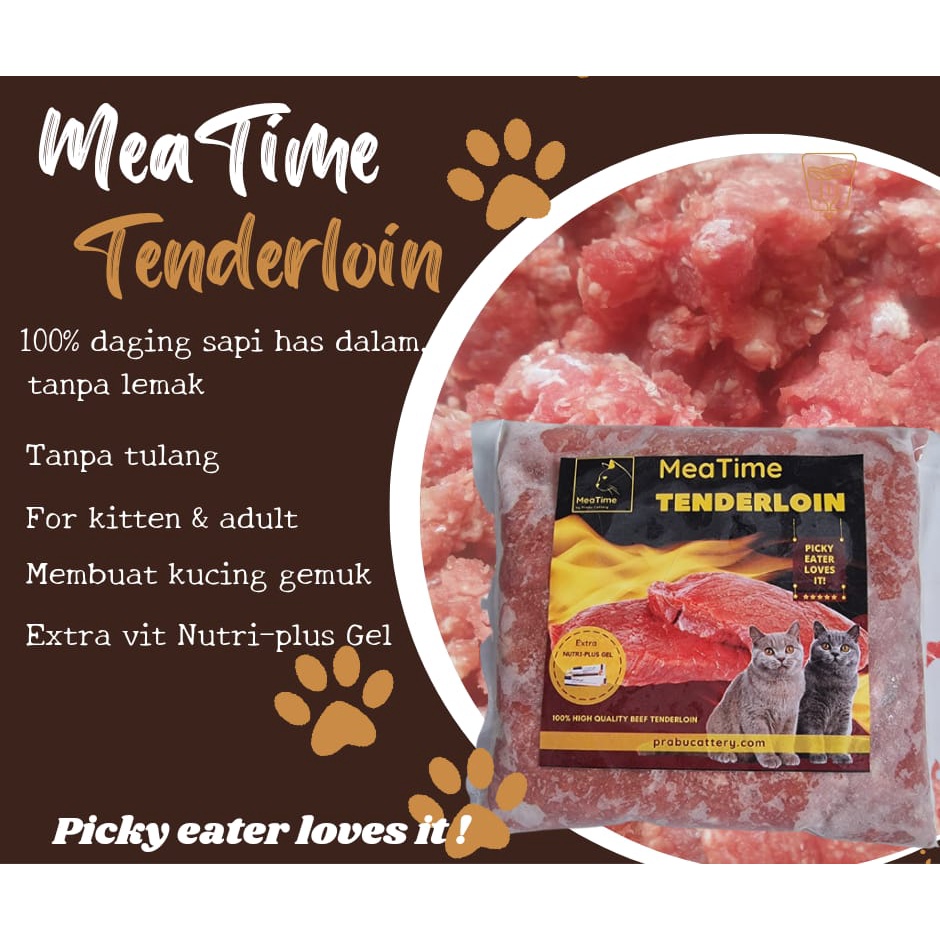 Meatime Tenderloin Daging Sapi Giling Super Tanpa Lemak RawFood Kucing