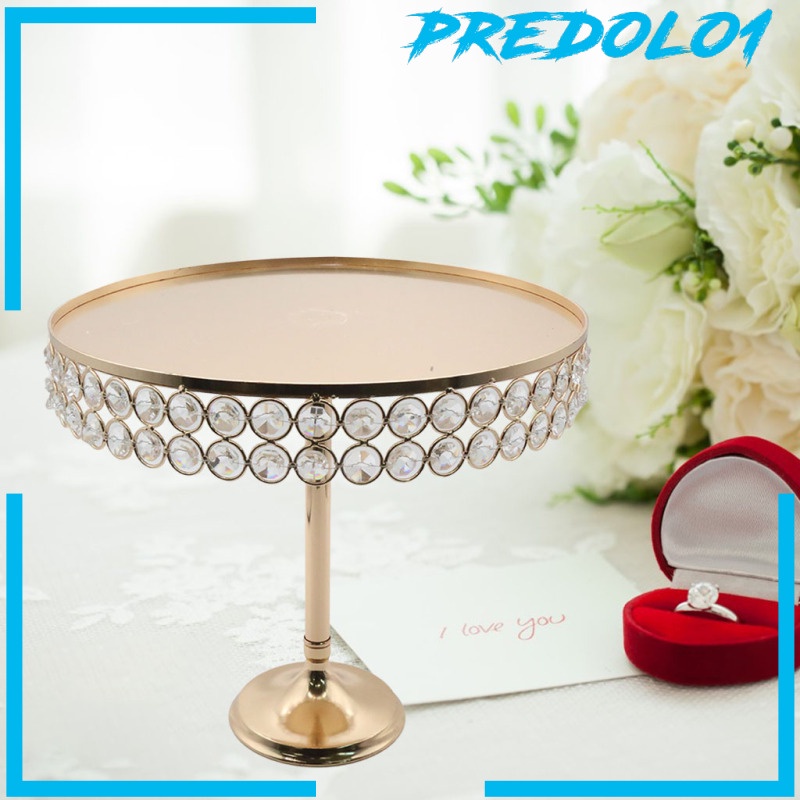 [PREDOLO1] Gold Cake Stand Inlaid Crystal Cake Holder Fruit Countertop Decoration