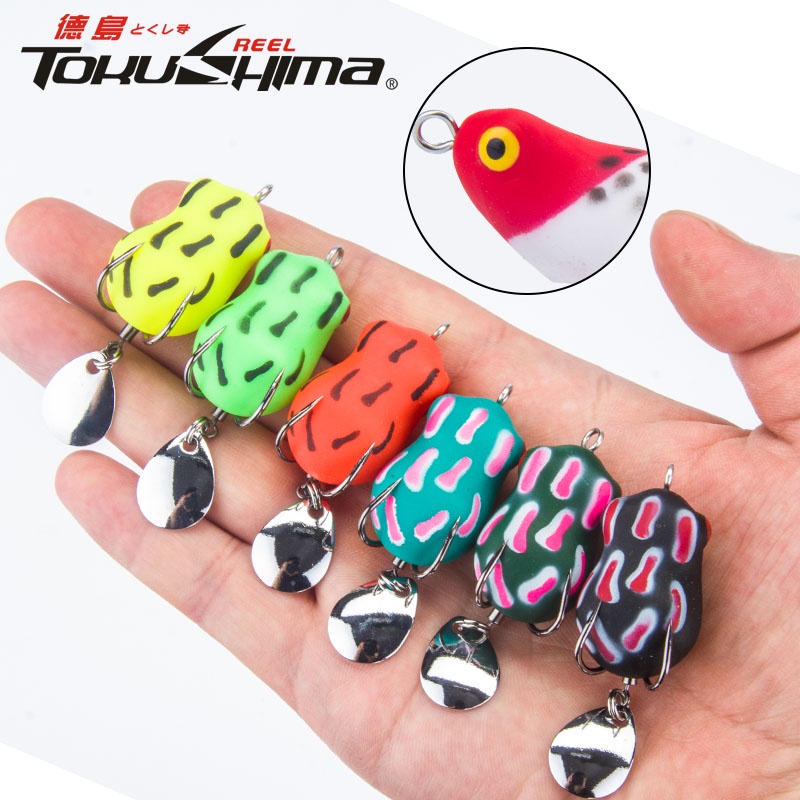 5pcs / Kotak Umpan Pancing Softlure Bentuk Katak Imitasi 3cm / 4.2g Dengan Kail Ganda