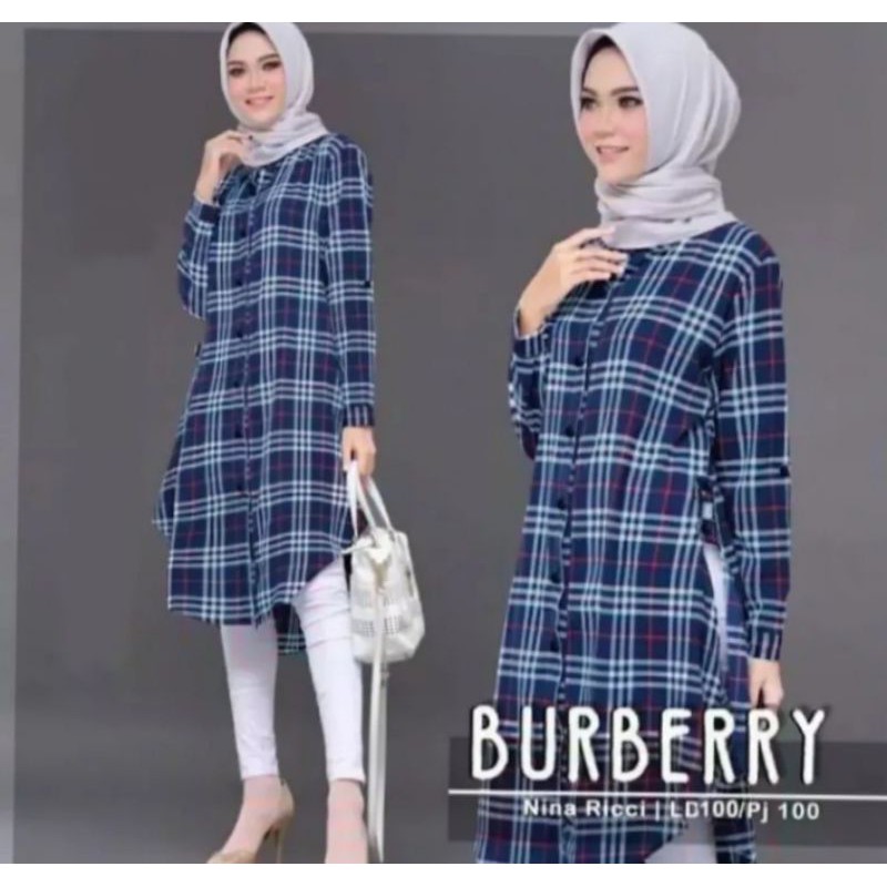 Tunik Kotak Burberry/ Tunik Terbaru Bisa COD (Bayar Ditempat)