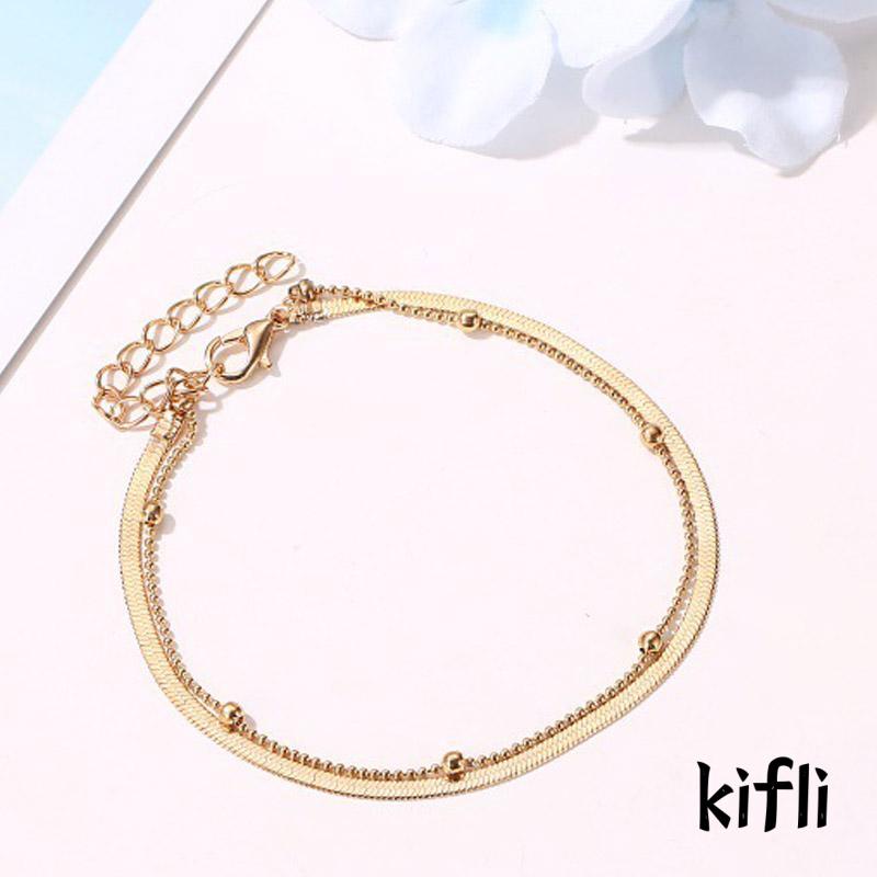 Gelang Kaki Wanita,Model Rantai,Ular Manik Bulat Simple