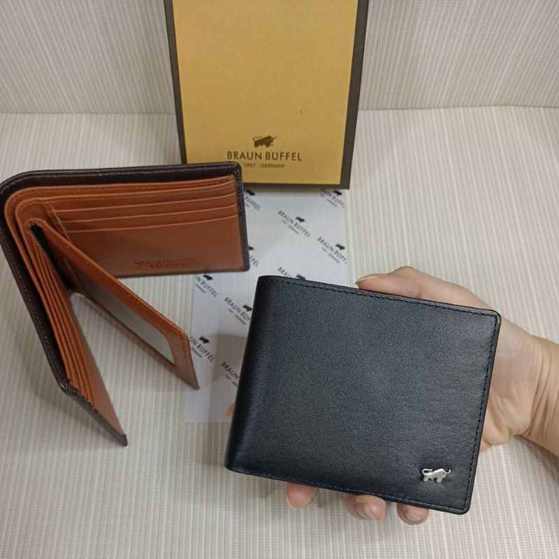Dompet lipat pria logo besi kulit sapi asli