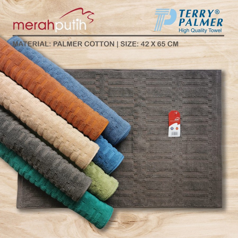 Keset Handuk Merah Putih Bathmat Kamar Mandi Serap Air 42x65 Cm