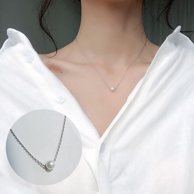 COD Kalung Korea Wanita Rantai Mutiara Simple Classy Elegant / Acc Korean Style