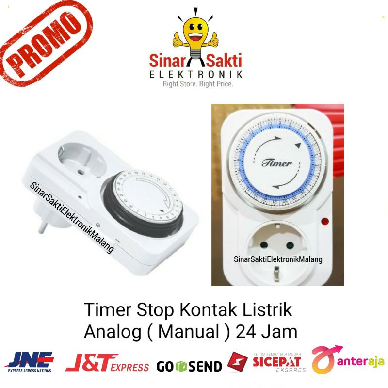 Timer Stop Kontak Listrik Analog Stopkontak Otomatis 24 Jam Manual SNI Malang