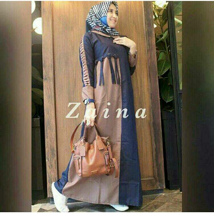 CUCI GUDANG ZAINA DRESS KAIN BALOTELLY Gamis Wanita Baju Muslim Wanita Gamis Kondangan Simple Gaun S