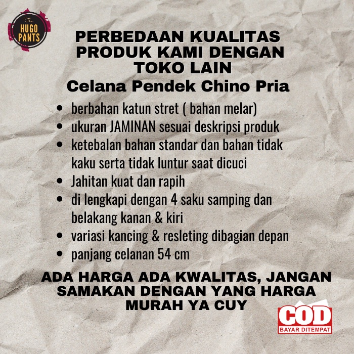 CELANA PENDEK CHINO | DISTRO |SURFING | JUMBO | PRIA BAHAN KATUN