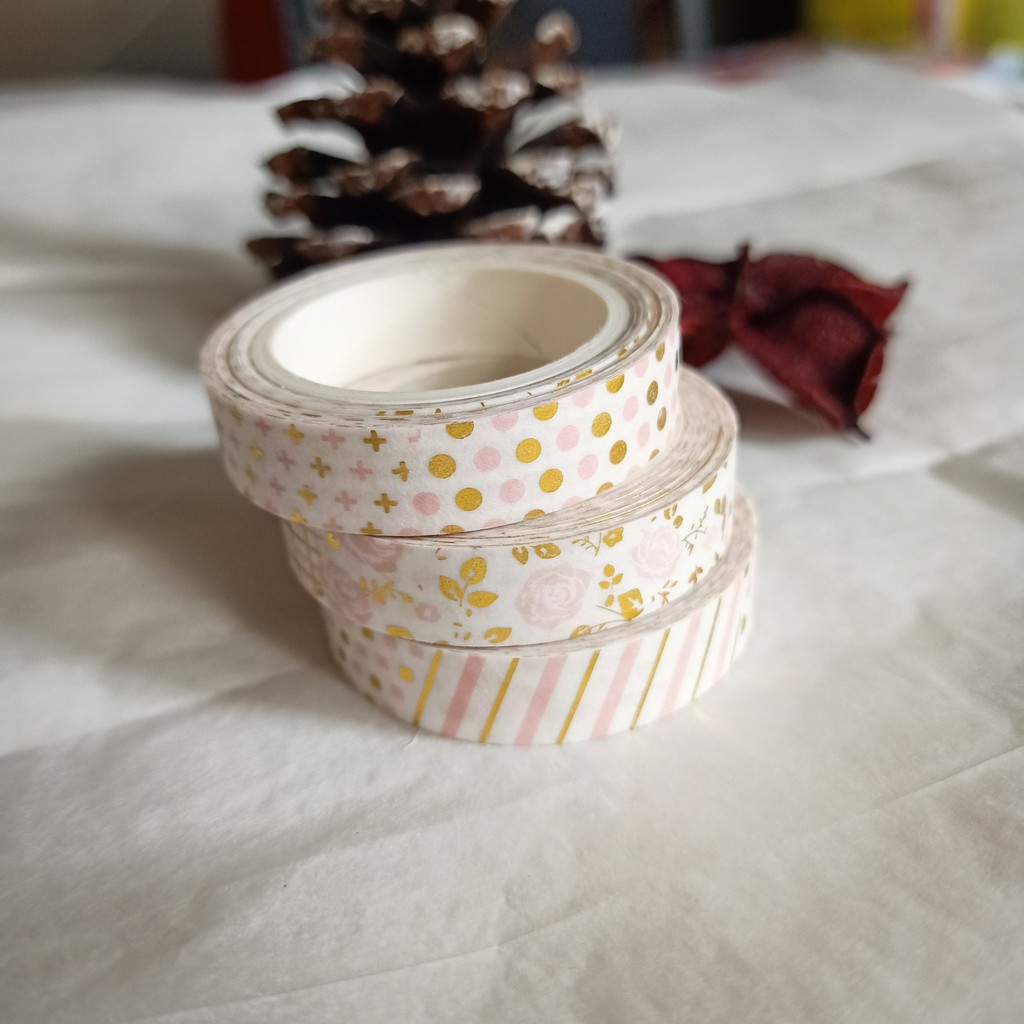

Washi Tape Sample Foil Champagne Rose Roll