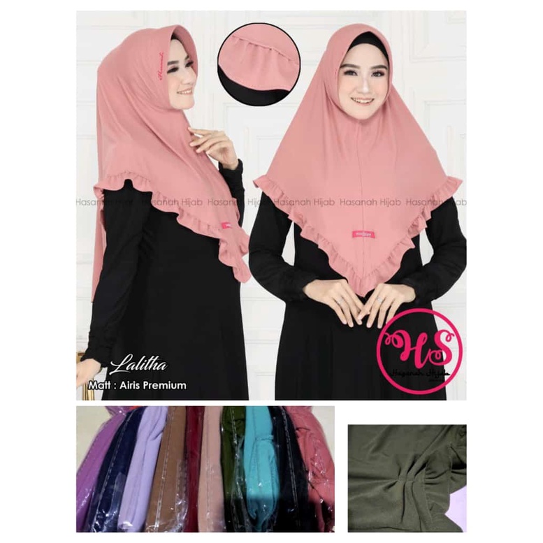 Khimar Polos Hijab HS Lalitha Rempel Kerut Samping