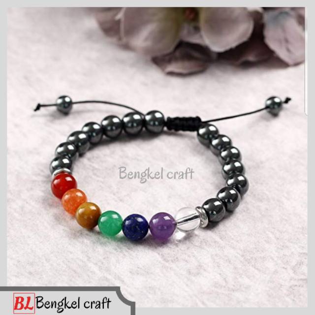 Natural Crystal Healing Properties Gelang Yoga batu alam 7 cakra keseimbangan tubuh