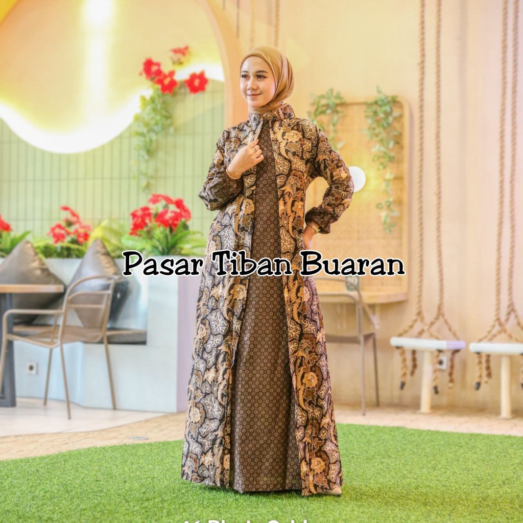 Gamis Batik Modern Pekalongan Jumbo Kombinasi - Gamis - Gamis Jumbo - Baju Gamis Wanita - Gamis Wanita - Gamis Syari - Gamis Modern