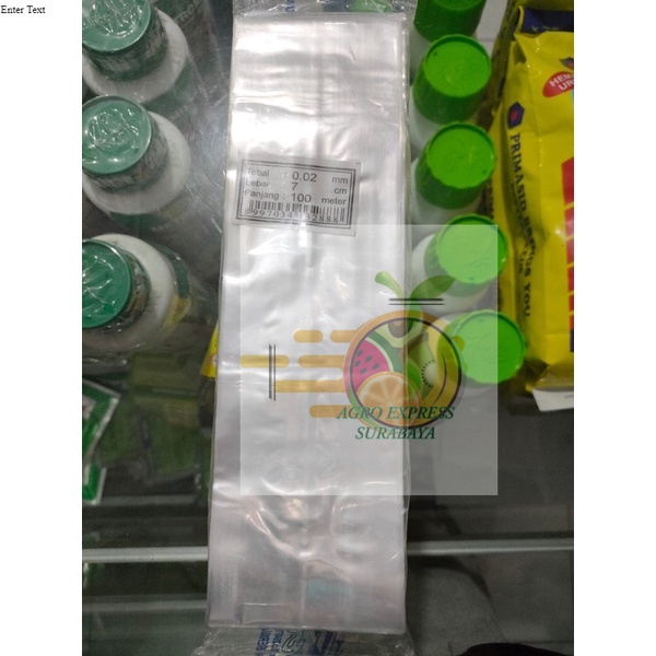 Plastik ukuran lebar 7 cm tebal 0,2 mili panjang 100 meter cocok buat bungkus pare pare sayur ketika