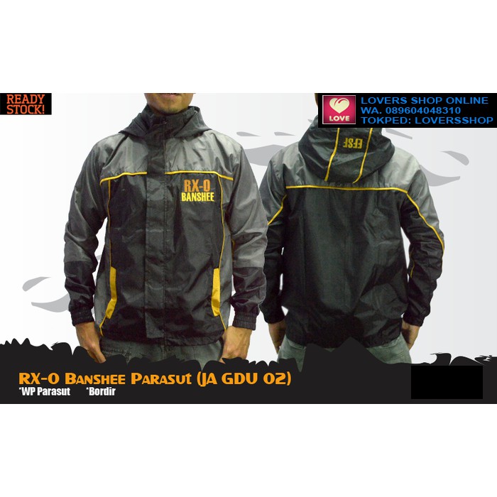 Jaket Hoodie RX-0 Banshee Parasut Waterproof Gundam Anime JA GDU 02