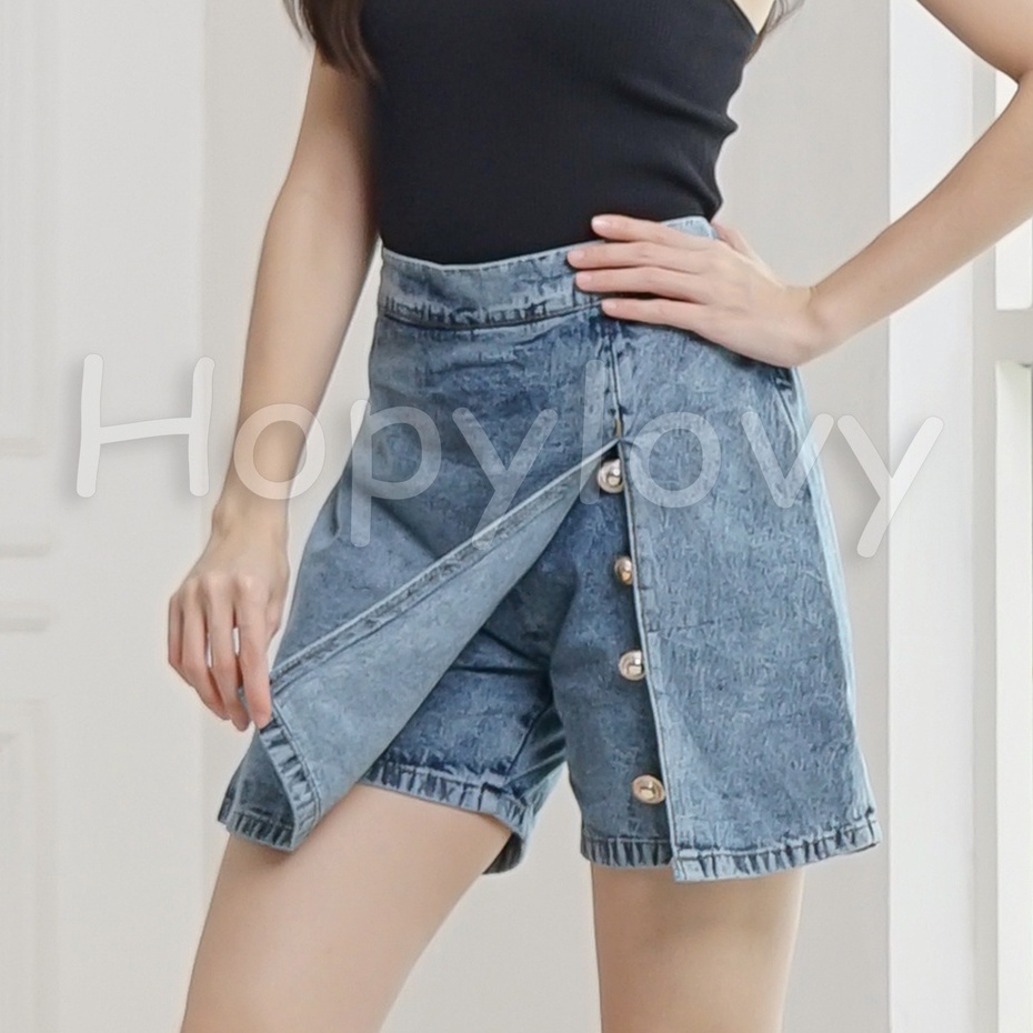 Skort Wanita |  Rok Celana Wanita | Skort Jeans | Rok dalamnya Celana Pendek | Hotpants Rok 2in1 High Waist Jeans Cika HOPYLOVY