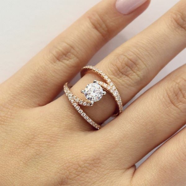 Perhiasan Cincin Sterling Silver 925 Asli Hias Batu Permata Rose Gold Untuk Wanita