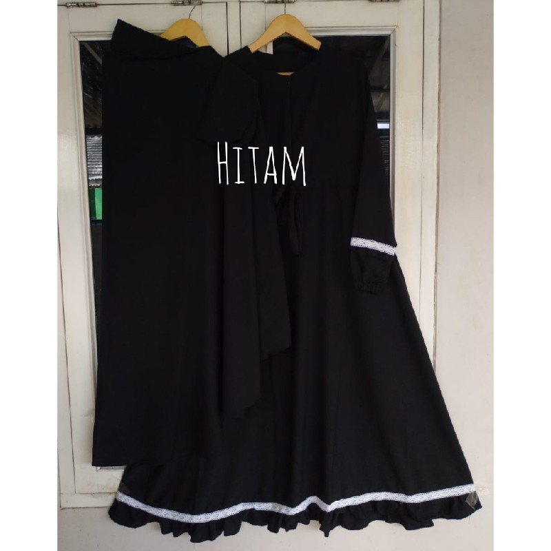(COD) TERLARIS..!! GAMIS SET SYARI NABILAH/GAMIS WOLFIS SYARI SET HIJAB DAN CADAR-Hitam