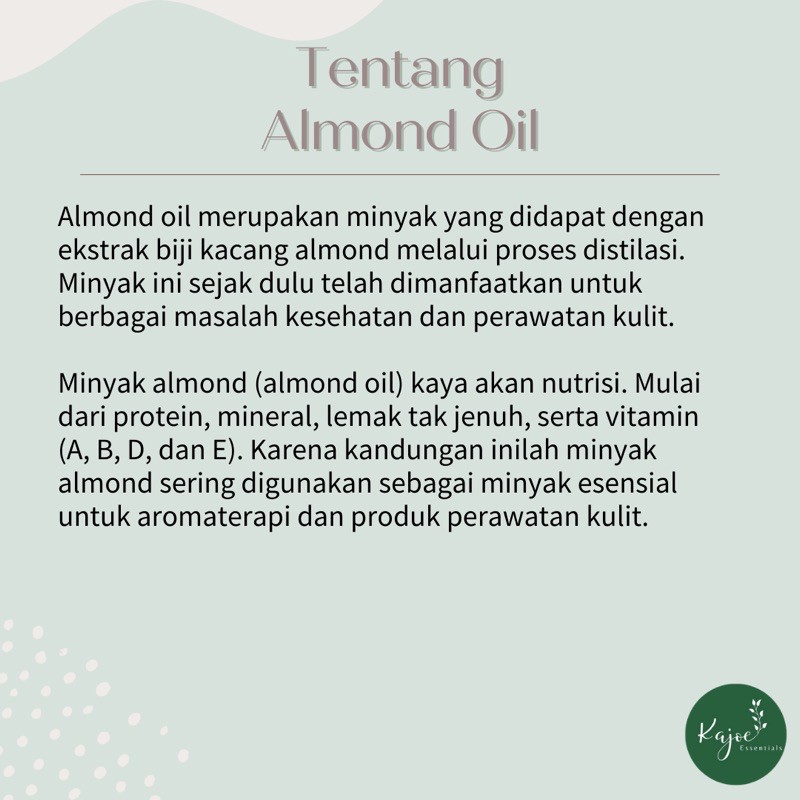 KAJOE Sweet Almond Oil Pure Carrier Oil Asli Minyak Almond
