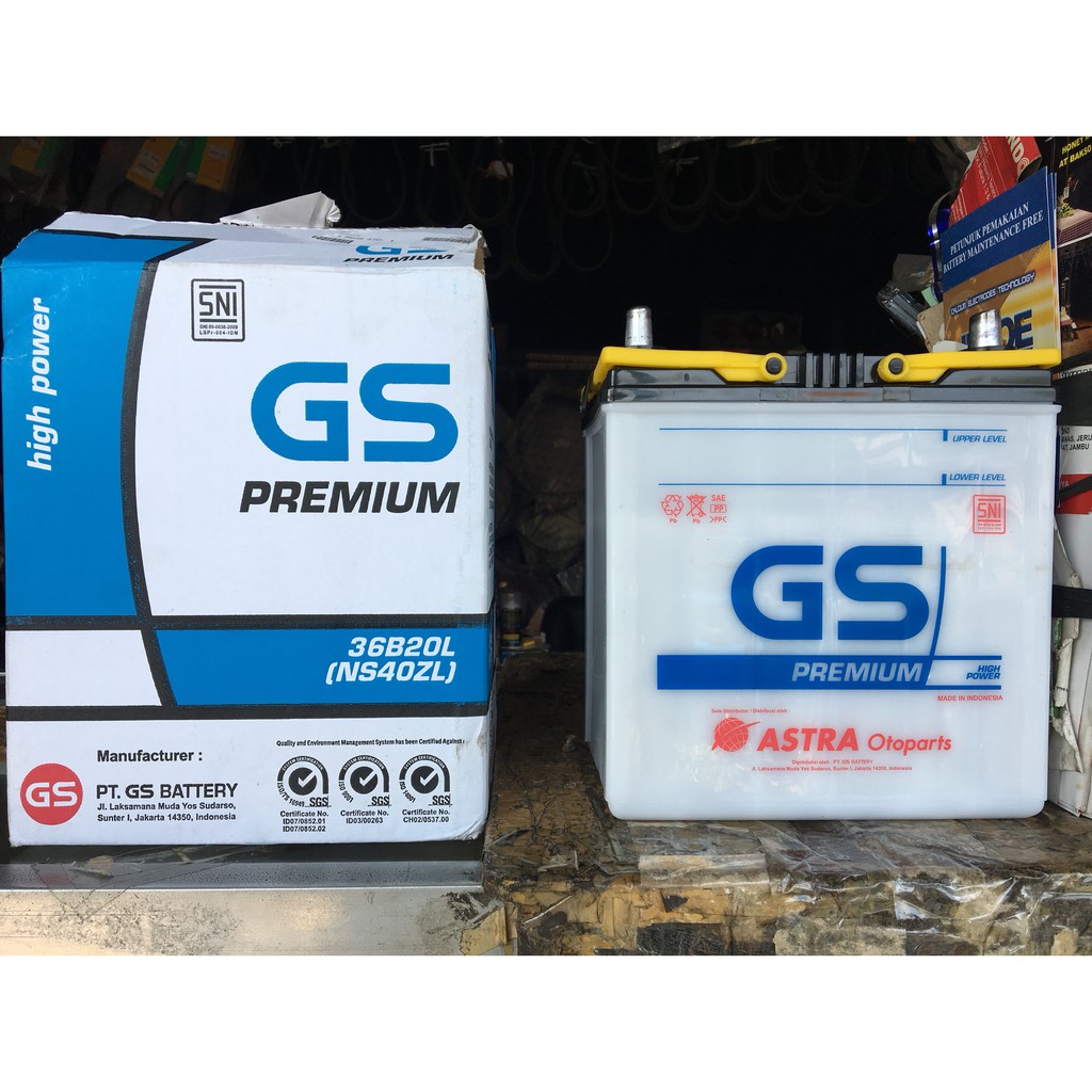 Aki Mobil Basah GS PREMIUM NS40Z / NS40ZL 12v 35Ah ORI Astra