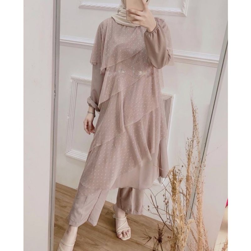 setelan candylutf // Tasya set organza tile dotty // pearly set